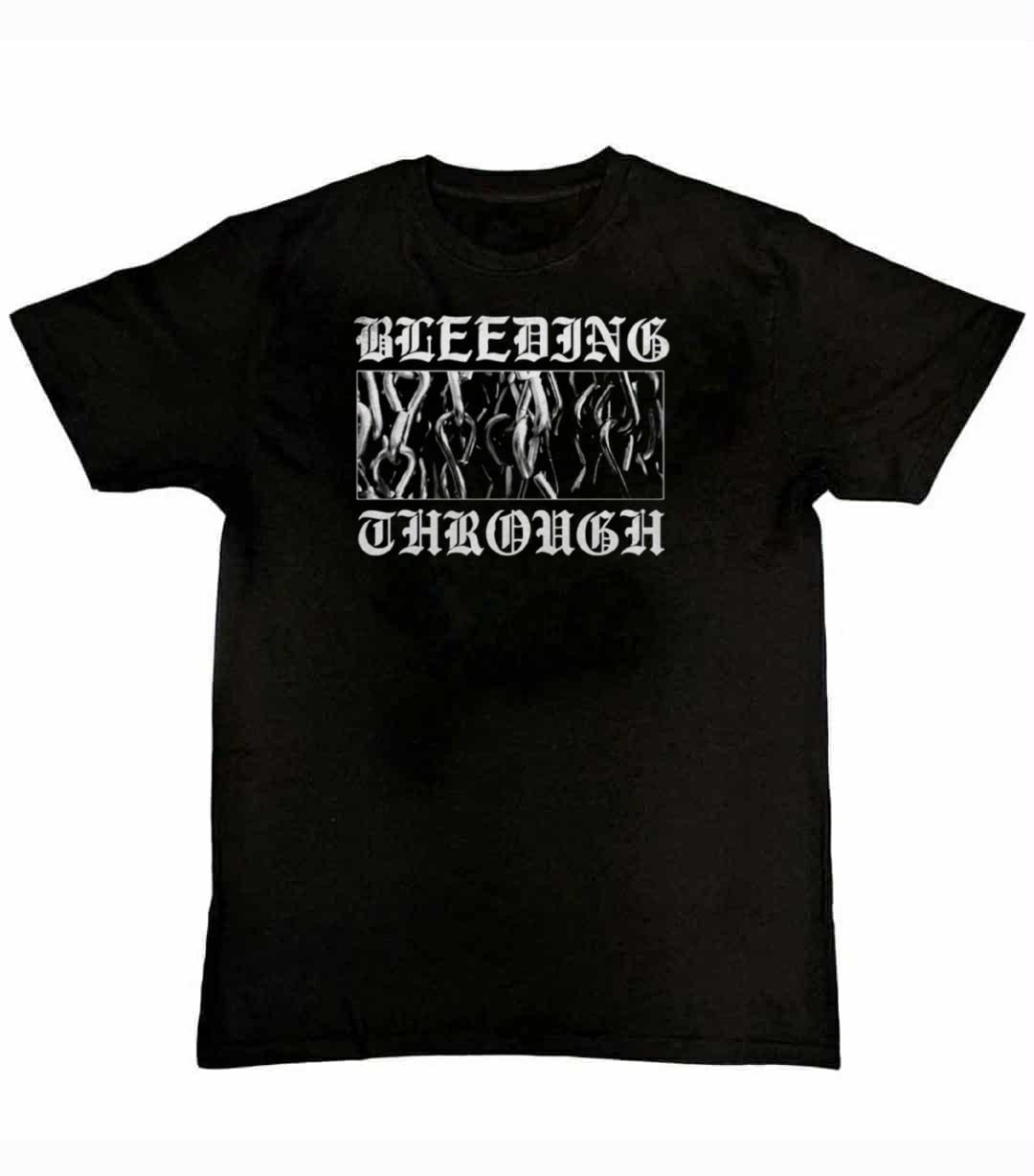 VTG Bleeding Through band Graphic Print Mens T-Shirt L