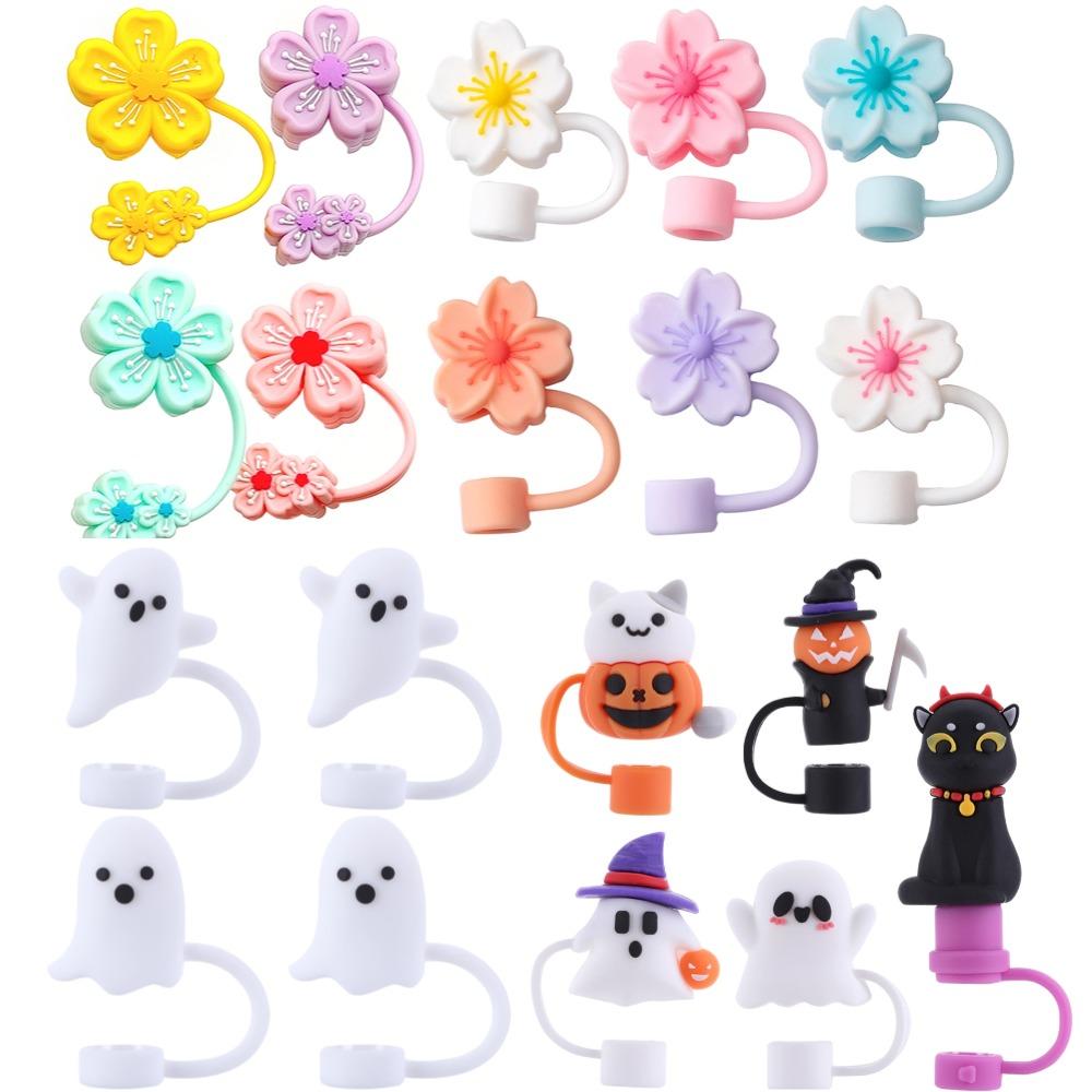 

Cute Flower Straw Covers Cap for Stanley Cup 40oz Tumbler Accessories KawaiiSilicone Straw Toppers Protector Cap for 10mm Straws фиолетовый