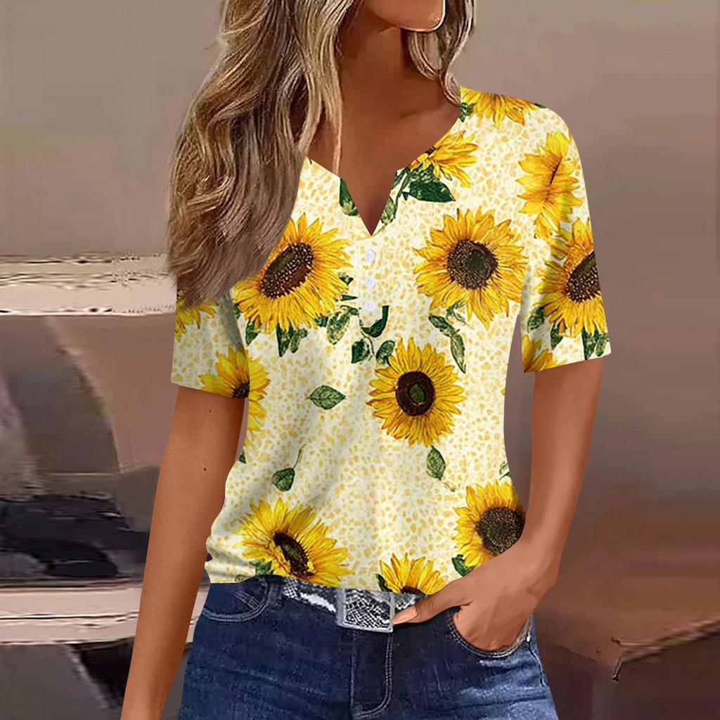 Women's Fashion Casual Short Sleeve Floral Print Top