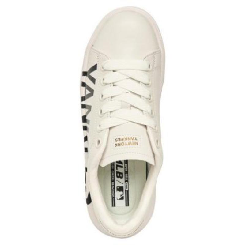 MLB Chunky Classic P NY Slip Resistant Abrasion Resistant Low top Skateboard Shoes Unisex White Black Sneakers 3ASXCCP3N-50WHS