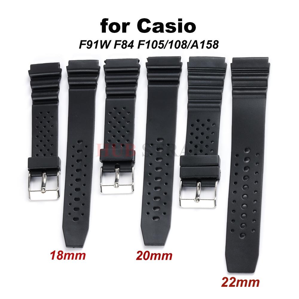 18 20 22mm Watch Strap for Casio Watch Band for F91W F84 F105/108/A158 Electronic Wristwatch Band Sports Plastic Watch Strap
