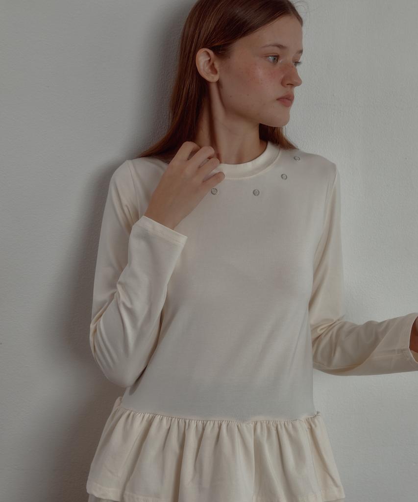 Leteoli Eyelet Frill Long Sleeve_Ivory