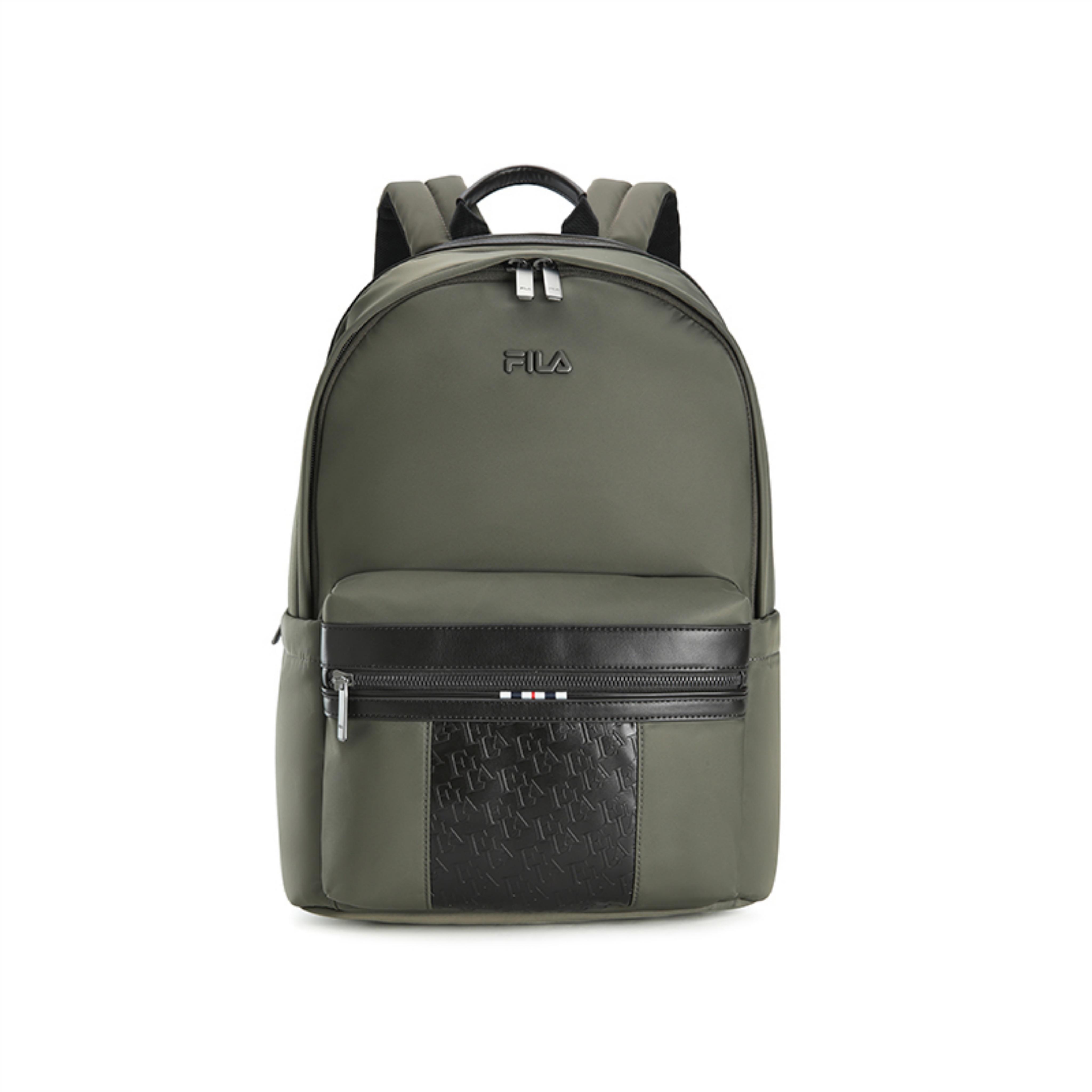FILA White Commuter Classic Simple Casual Backpack Unisex backpack Green Khaki F13M613103FLK Green Khaki