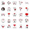 New 50 Red Love Lines Little Man Stickers Cute Healing DIY Hand Account Computer Notebook Stickers
