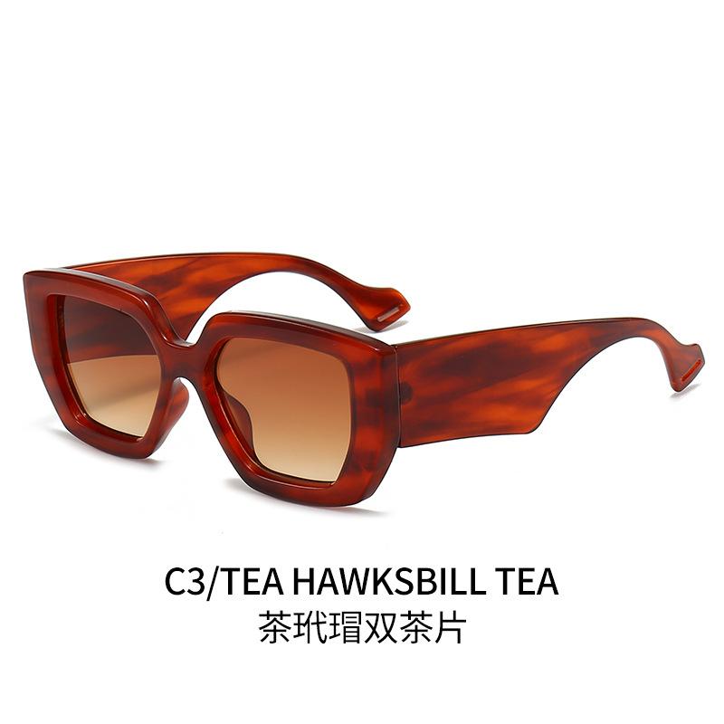 European and American style large square contrasting sunglasses women's round face thin fashion sunshade sunglasses men's trendy olive green glasses