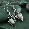 A Pair Silver Color Pendant Earrings Opal Pendant Bohemian Style Silver Color Earrings Elegant Elegant Jewelry Special Occasions