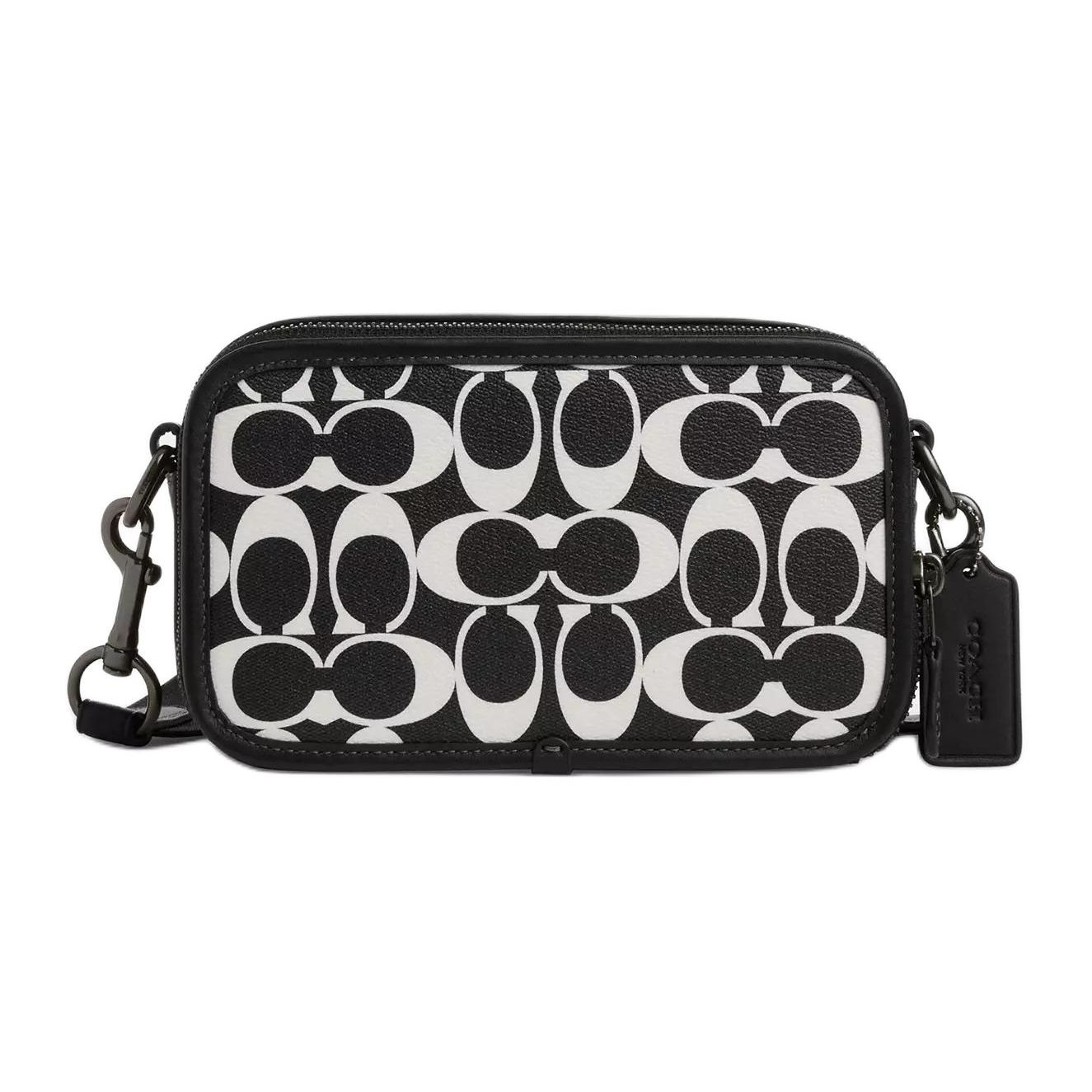 

Coach Wyatt 20 Logo Plaque Classic Monogram Hardware Zipper Closure Leather Camera Bag Unisex Shoulder Bag Black White CP183-QBL77 Basic Set (Bag+Dust Bag)