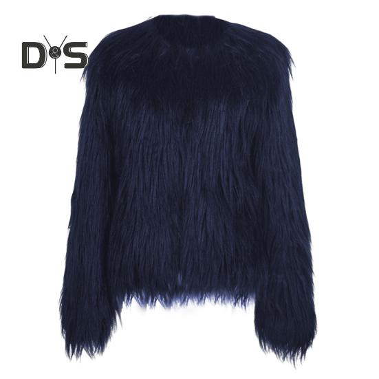 Women's Faux Fur Jacket Warm Plush Round Neck Coat Autumn Winter Long Sleeve Solid Color Furry Coat for Casual Street Wear Shopping