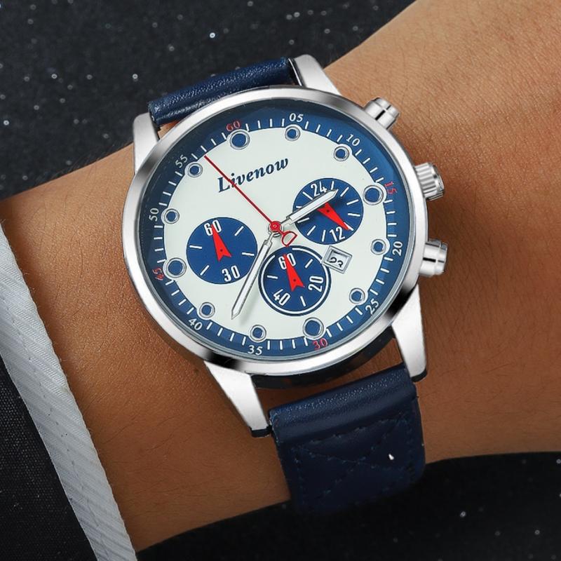 Fashion Men's Watches Business PU leather strap Quartz Wrist Watch Male Casual Date Clock for Father's and Lover Gift Watch Christmas Gift