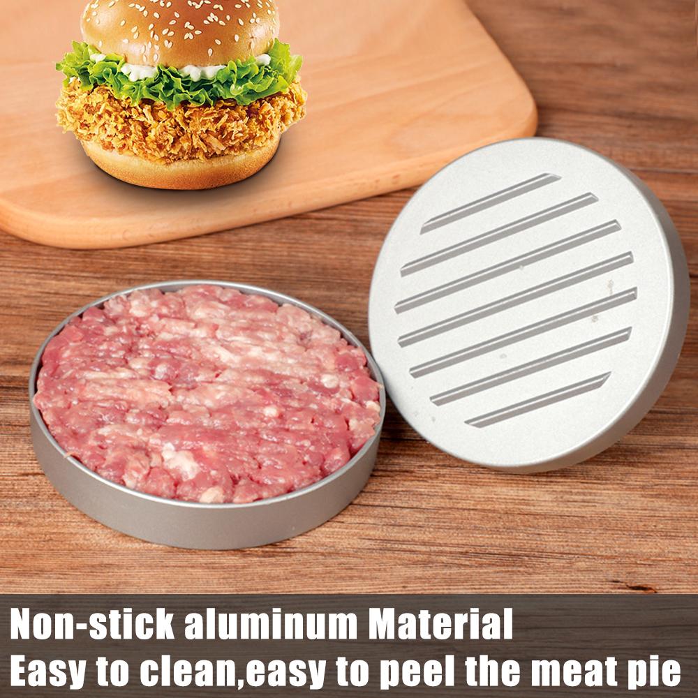 Utensilios de cocina de aleación de aluminio para barbacoa, hamburguesas, carne, alimentos para el hogar, molde para pastel de carne, hamburguesa, prensa de carne, molde redondo para hamburguesas