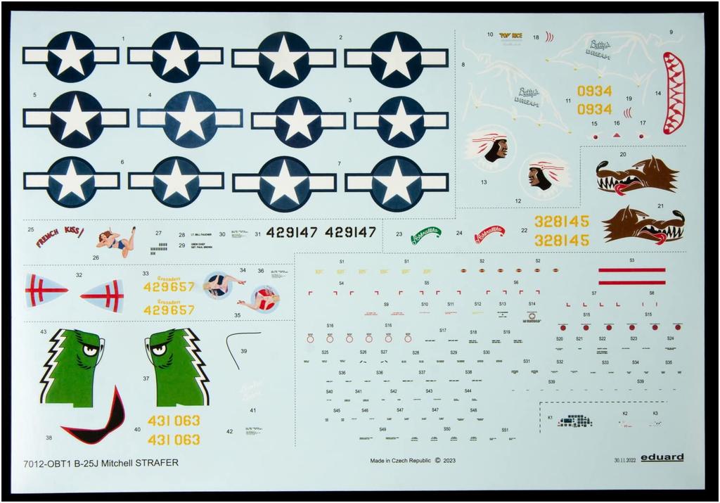 Eduard 1/72 Profipack US Army Air Forces B-25J Mitchell Strafer Plastic Model Kit EDU7012