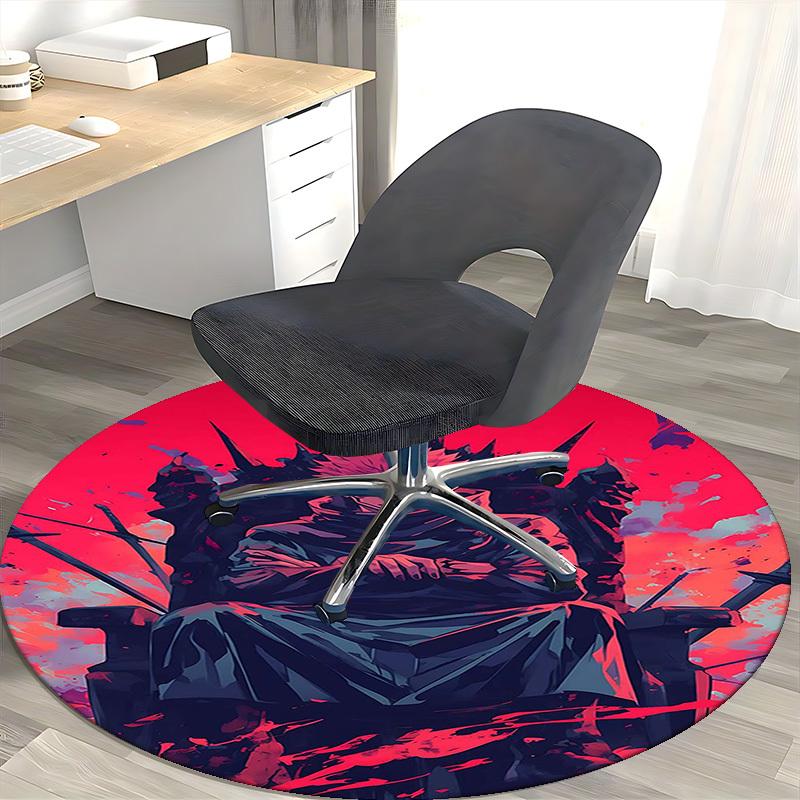 1pc Jujutsu Kaisen Satoru Gojo Round Carpet - Anime Design Chair Mat, Non-Slip Rug for Office, Home Decor, Living Room