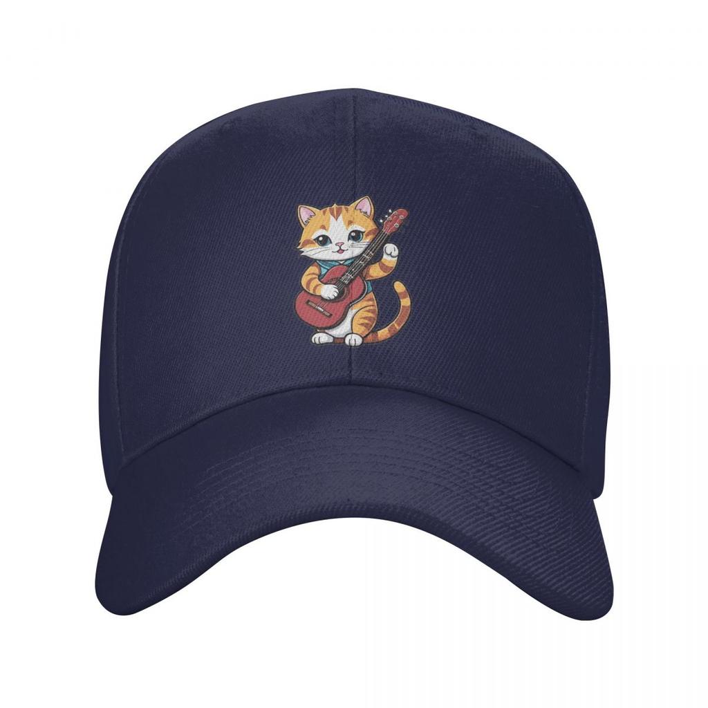Rock Cat Playing Guitar Cartoon Guitar Cat Baseball Caps Snapback Men Women Hats Adjustable Cap Hip Hop Baseball Hat Casquette