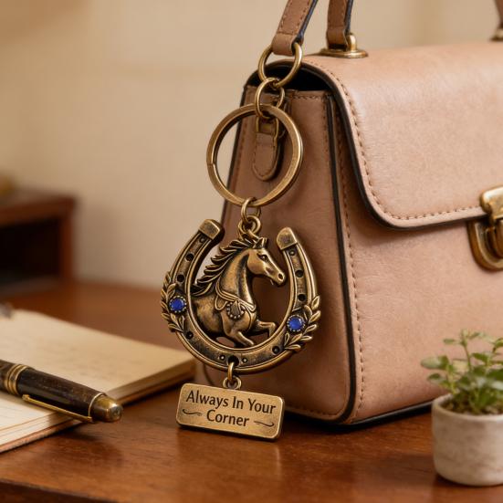 Sisterhood Horse Keychain Metal Horse Theme Key Ring Backpack Schoolbag Hanging Decoration Bag Charm Purse Pendant Women Friends Besties Gifts