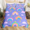 Rainbow Comforter Cover Watercolor Hand Drawn Duvet Cover Cartoon Raindrop Kawaii Bedding Set Girl Crown Love Hearts Quilt Cover