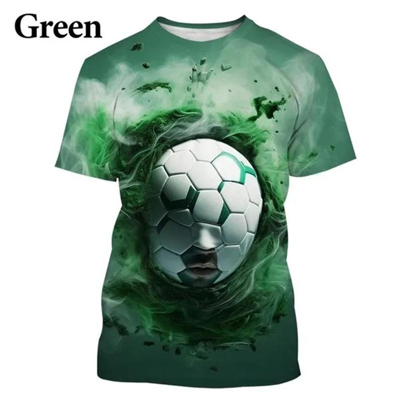 Kreativa fotbolls-T-shirts med 3D-trycksmönster Barn Otroligt moderiktig Supercool topp Barn Harajuku-stil Casual kortärmad T-shirt