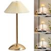 Nordic Pleated Table Lamp with Wooden Base Art Atmosphere Lamp USB Charging Modern Style for Bedroom Living Room Decor
