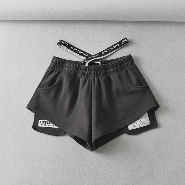 Damshorts med hög midja, elastisk midja, lös passform, sommar - Hot Girl-stil
