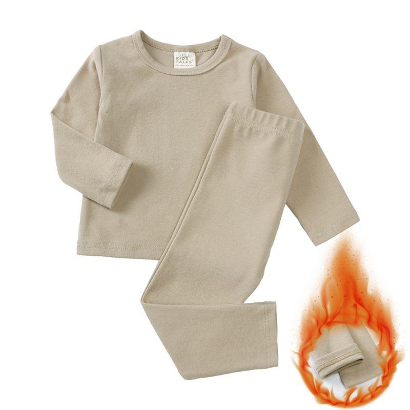 

1-9 лет Детский однотонный теплый комплект длинного термобелья Топ с длинным рукавом и брюки Комплект пижамы 100