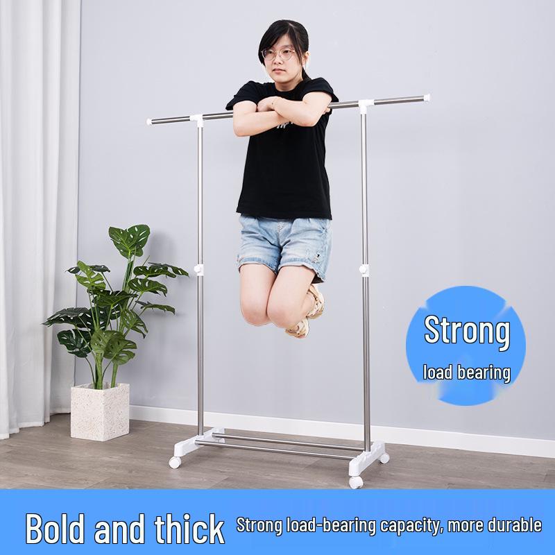 Compact Stainless Steel Clothes Drying Rack - Floor Standing Single Pole Hanger for Balcony