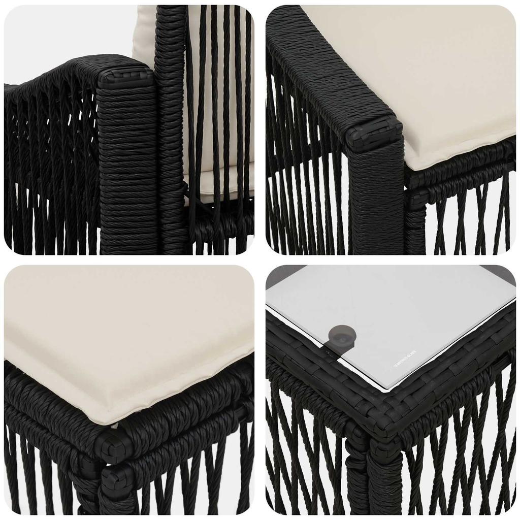 8 Piece Garden Sofa Set Black Poly Rattan
