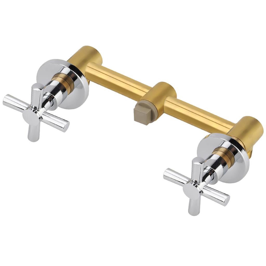 Brass Basin Hot and Cold mixing Tap Concealed Bathroom Sink Faucet Mount on Wall Sliver