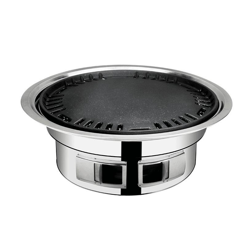 Portable Korean-Style Charcoal BBQ Grill with Baking Pan and Grill Net for Home and Outdoor Use