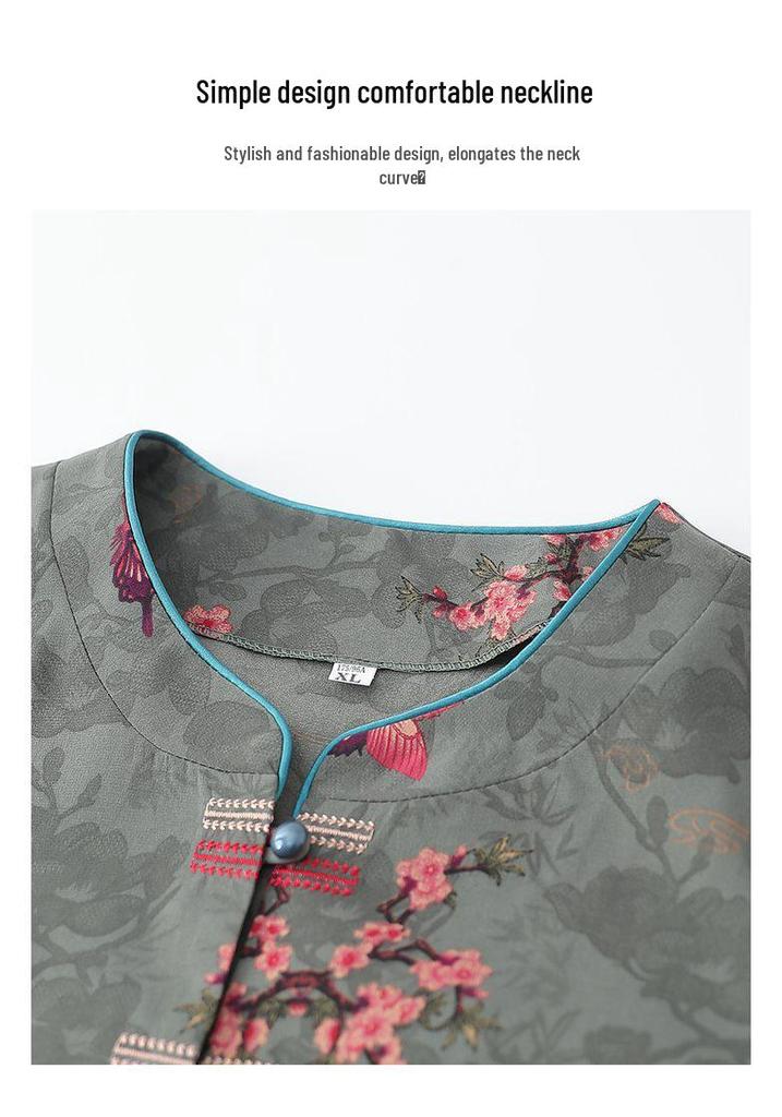 Grandma's Summer Clothing Set: Plus Size Mid-Sleeve Shirt for Middle-Aged and Elderly Women – Casual Spring Outfit for Mom