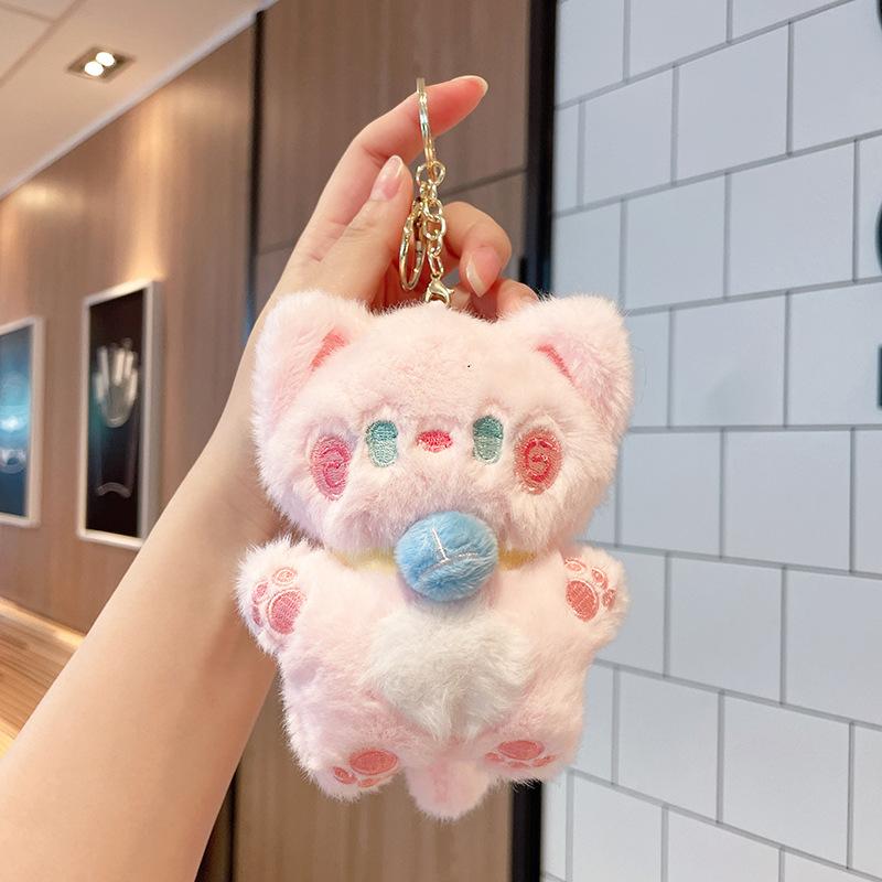 New Cute Cat Plush Doll Cartoon Keychain Plush Toy Little Cat Doll Bag Pendant Doll Keychain Cloth Doll Toy