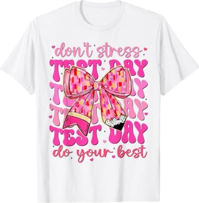 New Groovy Coquette Test Day Do Your Best Testing Teacher Girl T-Shirt L