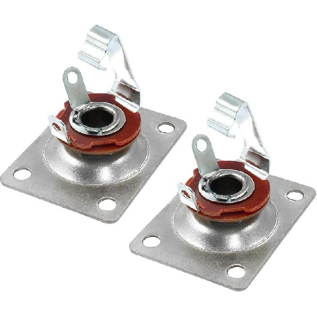 2Pcs Metal Output Jack 1/4 Inch Bass Jack Plate, Gold Input Jack Plate Guitar Jack Socket Electric Guitar Replacement Parts