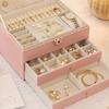 Šperkovnice z umělé kůže Třívrstvá Velkokapacitní Stojan na šperky Multifunkční Organizér na náušnice Náhrdelníky Náramky Prsteny Kontejner Pouzdro