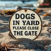 Metal Dog Yard Warning Sign Round Pet Safety Decor for Home Cafe Gate