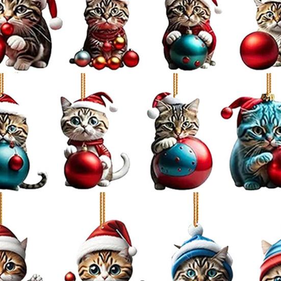 Vánoční kočičí adventní kalendář Akrylová 2D kreslená kočka Závěsné dekorace 24 dní 2025 Vánoční odpočítávací kalendář Dárek pro milovníky koček Sváteční dekorace