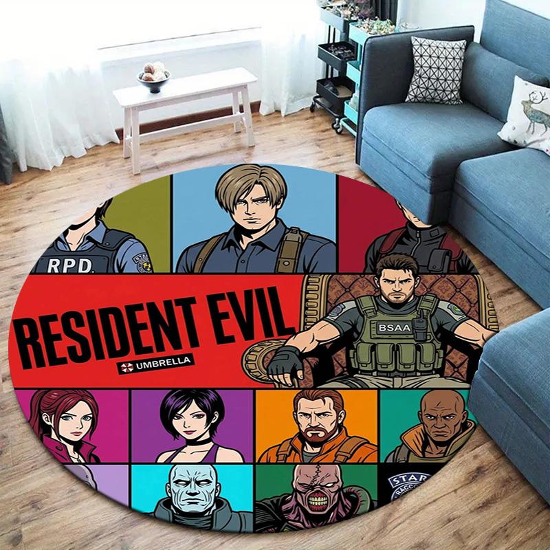 שטיח עגול Resident Evil שטיח לסלון חדר שינה ספה חדר משחקים עיצוב מחצלת רצפה מונעת החלקה