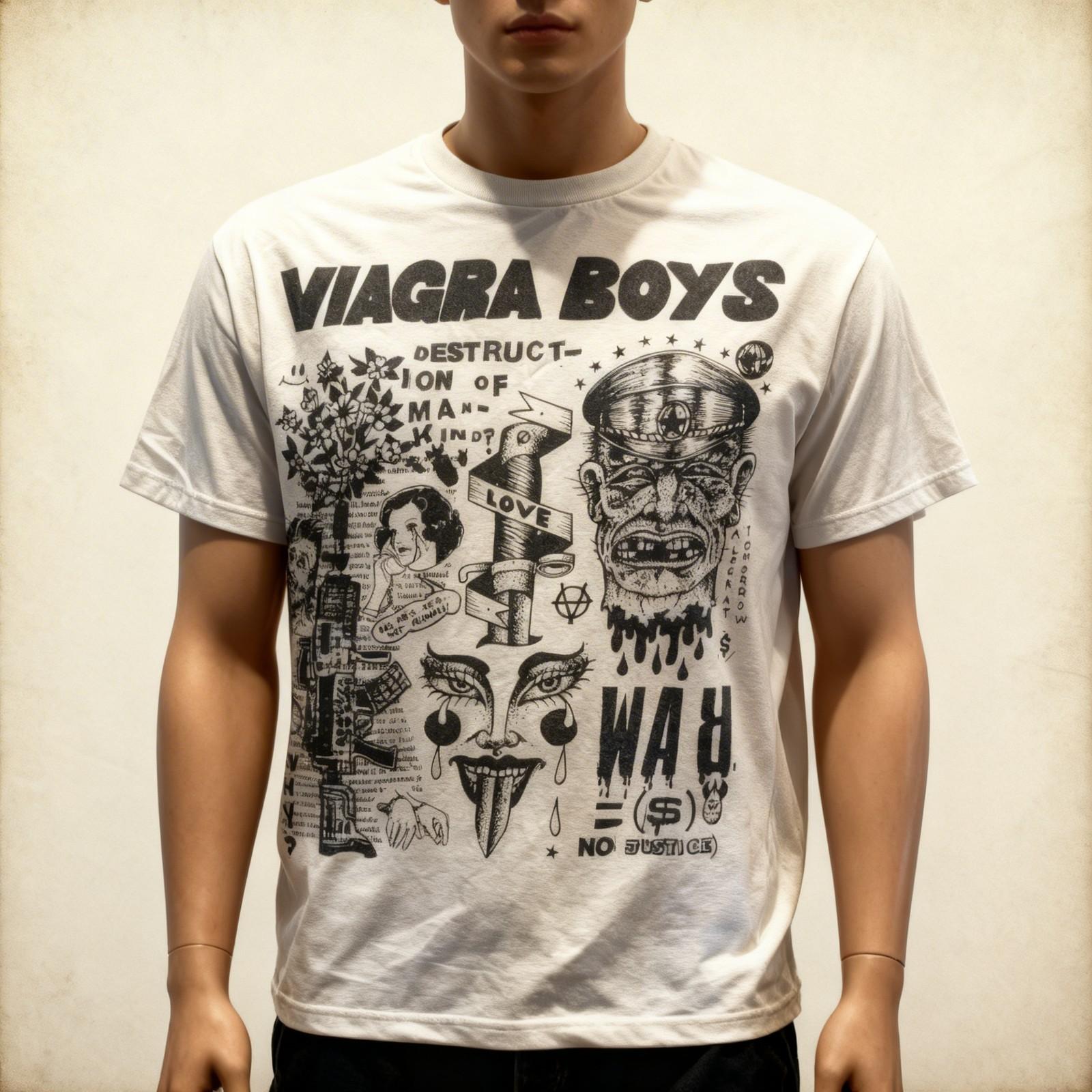 Футболка с логотипом группы Viagra Boys Белая Унисекс S