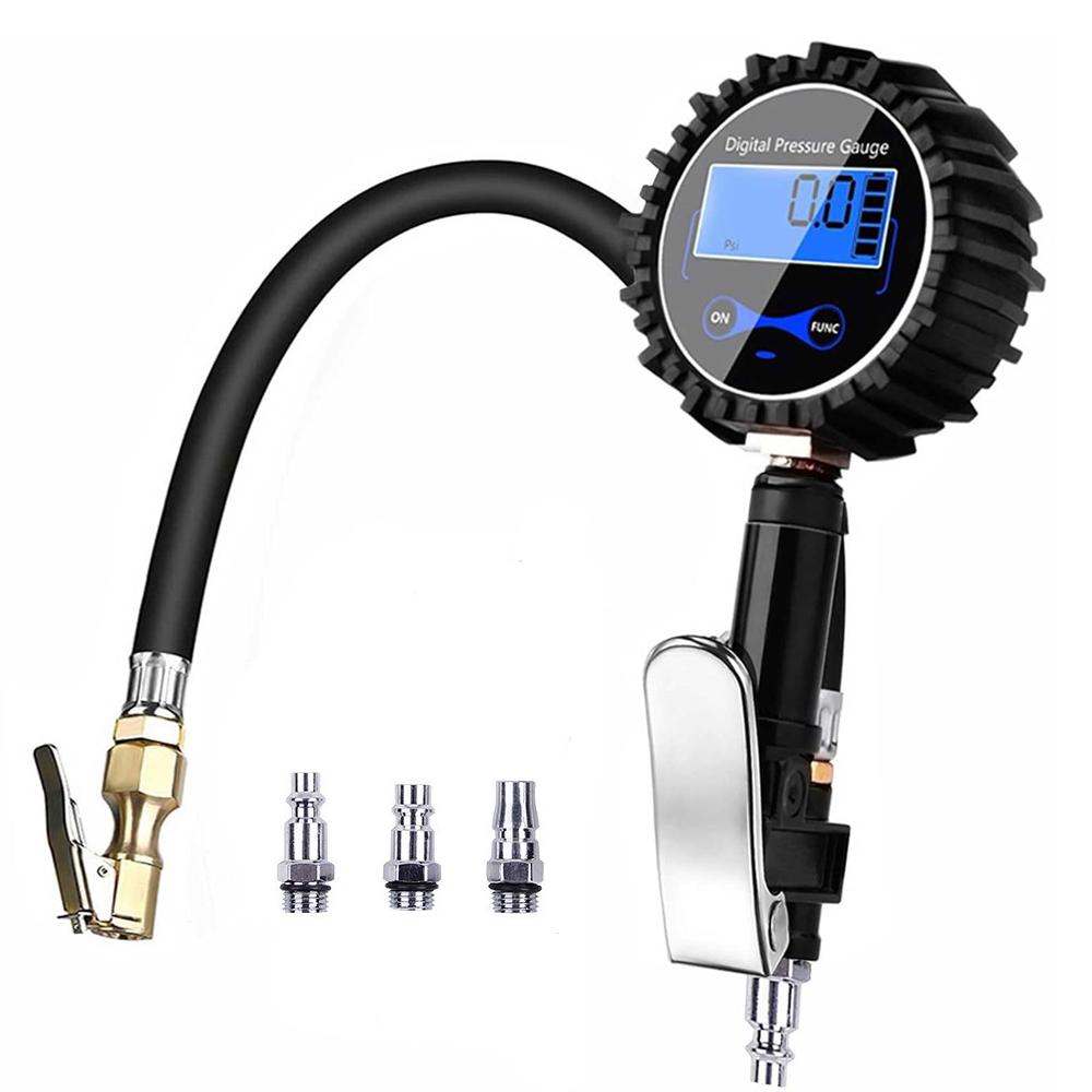 

200PSI LCD Digital Car Tire Inflator with Pressure Gauge Air Chuck Tire Tester Pressure Gauge for Car Motorcycle Truck Bike чорний