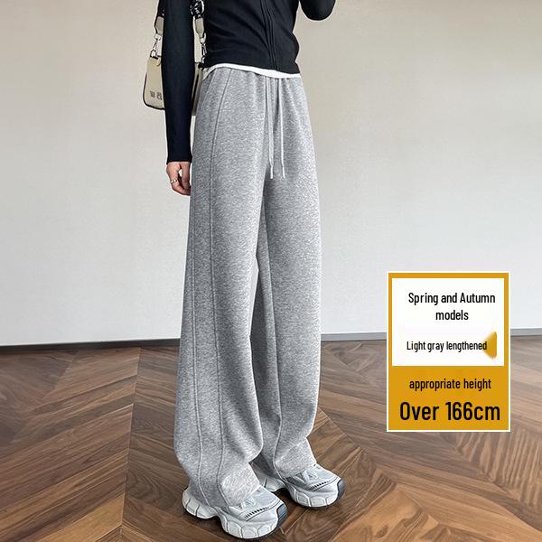 Women's Petite Velvet-Lined Wide-Leg Sweatpants, Straight-Leg Style, Height-Enhancing, 2025 Autumn/Winter Collection.