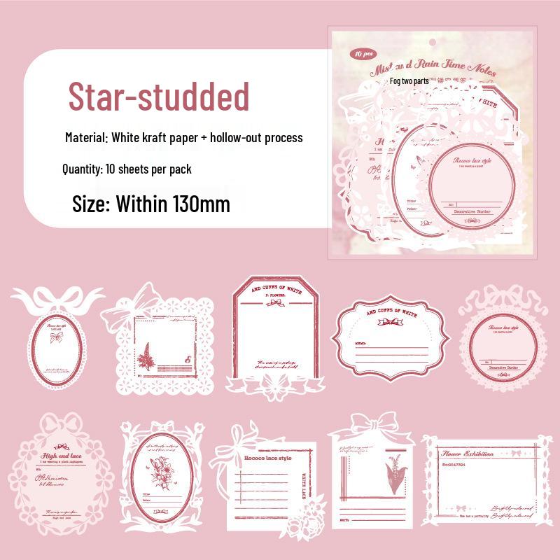 Misty Rain Vintage Border Sticky Notes - Retro DIY Journal Decoration Paper Standard Size
