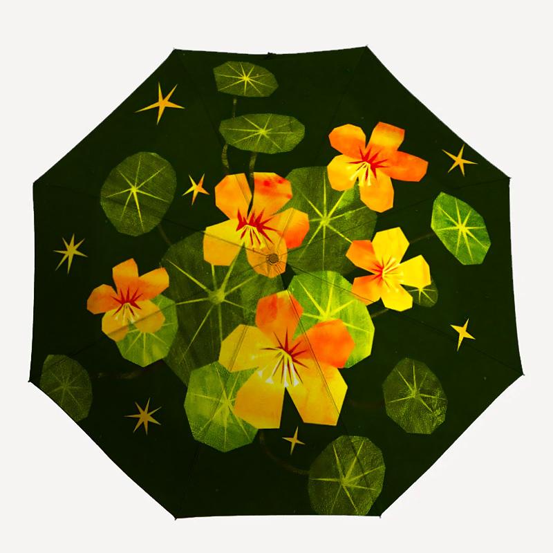 

1pc Flower Pattern Automatic Open/close Folding Umbrella, Compact Portable Travel Umbrella, Perfect Birthday/Christmas, Cute Umbrella, Durab