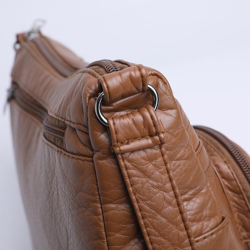 Soft Leather Multi-Layer Crossbody Bag Women's Bag Middle-Aged Mother's Bag