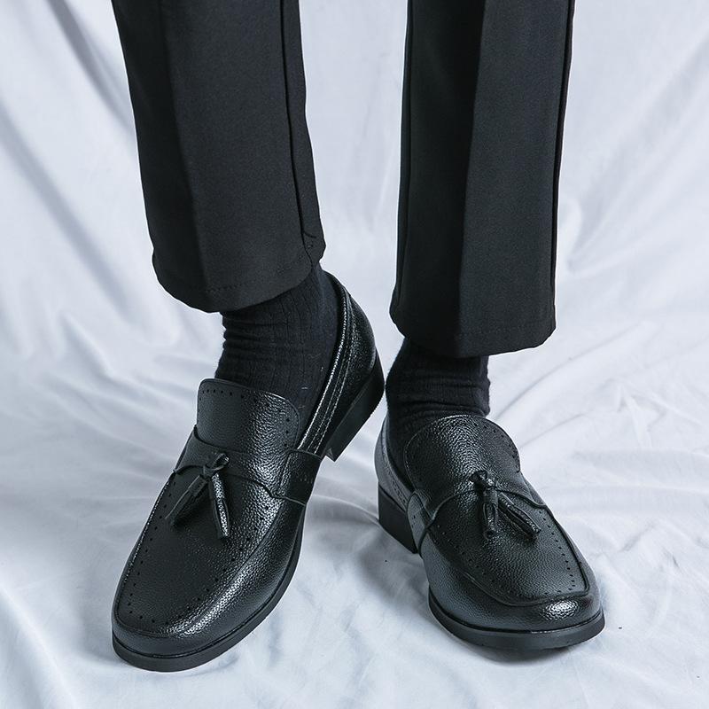 New Men's Large Size Loafers Men's Size 38-46 Tassel One Pedal Leather Shoes Men's Business Casual Shoes Men's