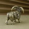 Yousheng Brass Goat Figurine Vintage Long Horn Sheep Model Mini Animal Metal Statue Sculpture Desktop Feng Shui Desktop Decoration Ornament