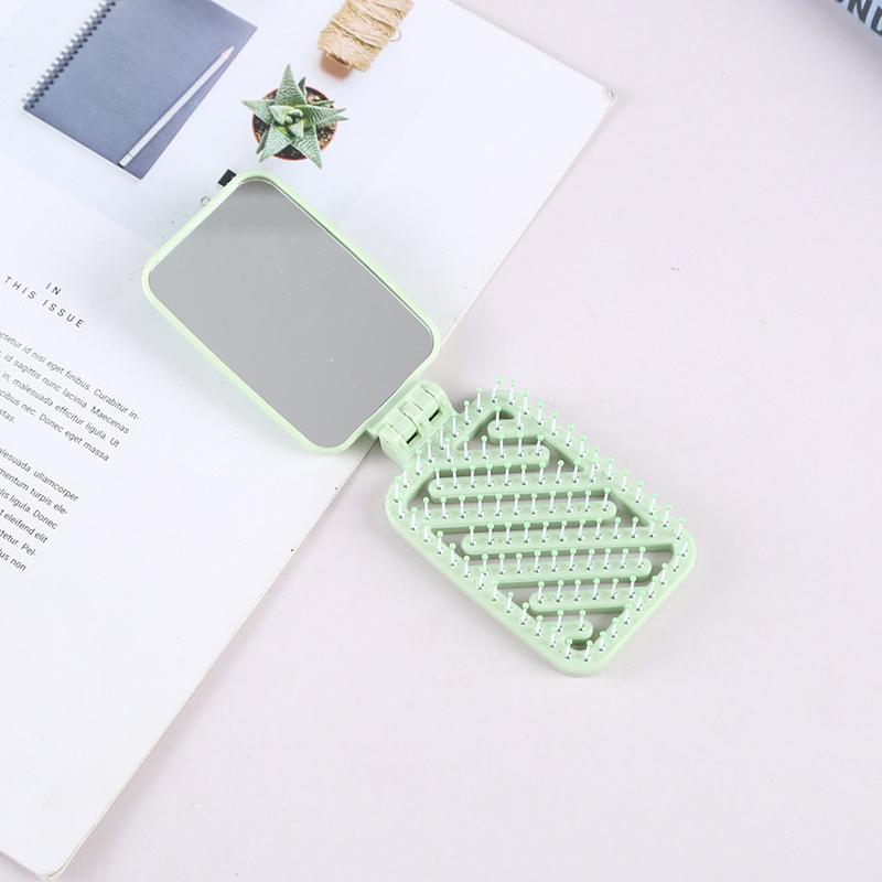 

Мини карманное зеркало складная расческа для девочки женщины портативное квадратное карманное маленькое дорожное массажная расческа для волос с зеркалом аксессуар для укладки зелёный