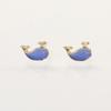 Silver Needle Japanese Style Cute Sea Blue Whale Dripping Oil Whale Small Stud Earrings Cartoon Student Stud Earrings