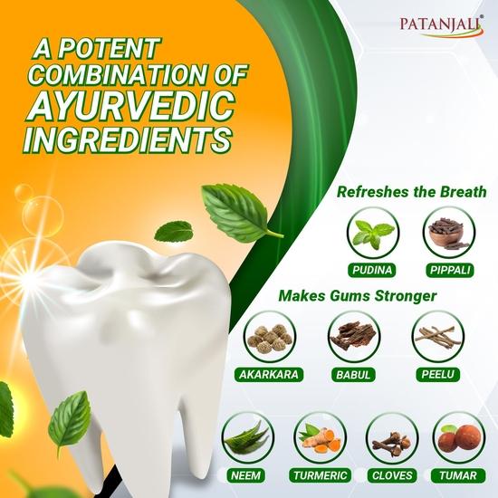 Patanjali Dant Kanti Naturlig Tannkrem 800G (200G X 4), Super Saver Value Pack, gjør tennene sterke, strammer opp tannkjøttet, gir et fritt smil