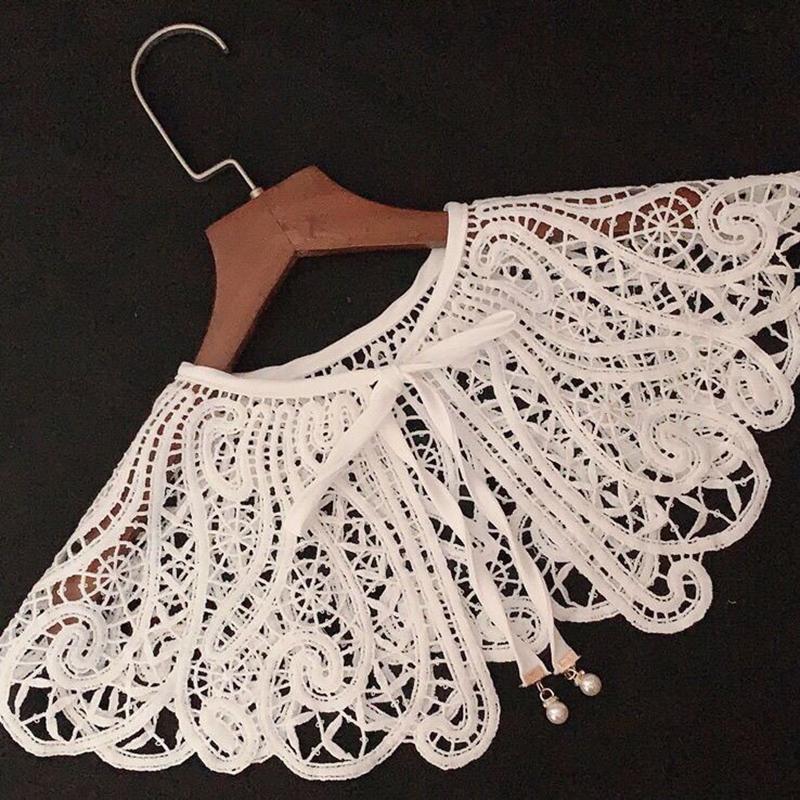 Elegant Sweet Embroidery Shawl Detachable Fake collar Dress Decorative Collar Hollowed Out Scarf Shoulder Straps
