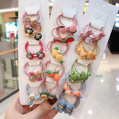 10 Pièces/Ensemble Filles Mignon Dessin Animé Animal Élastique Bande Caoutchouc Élastiques à Cheveux Enfants Coiffure Accessoires Cheveux Enfants Bandeau Ornements