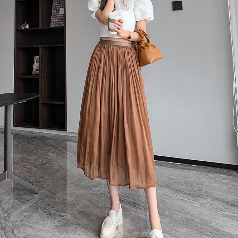 Tulle Streamer Mesh Skirt Summer Women Korean Fashion A Line Pink