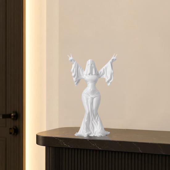 3D Printed Ghost Woman Sculpture Spirit Statue for Modern Home Decor Minimalist Spooky